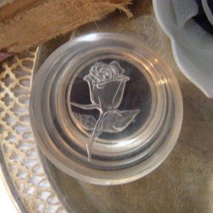 Vintage Lucite Dresser Vanity Jar Embossed Rose